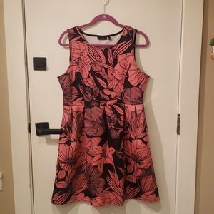 Apt 9 Black & Coral A-line Dress with pockets